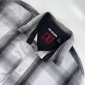 Vintage Big Daddy Shirt XXL Grey Black Red Plaid Y2K Streetwear Button Up